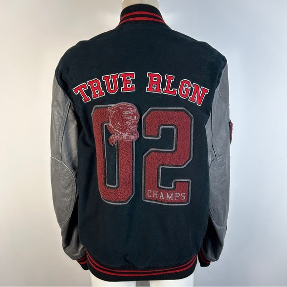 True Religion Men's Black and Gray Varsity Jacket M - Picture 4 of 11